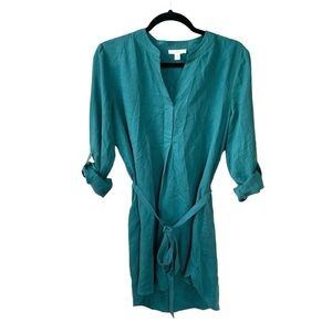 CAMBER & GRACE Green Belted Tunic Dress 
Roll Sleeves M